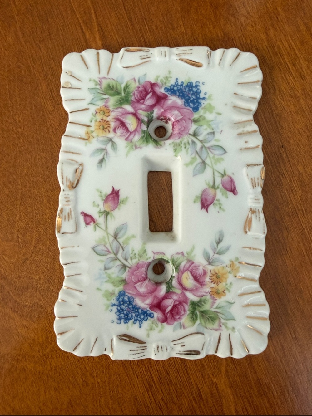 Vintage Floral Ceramic Light Switch Cover Plate